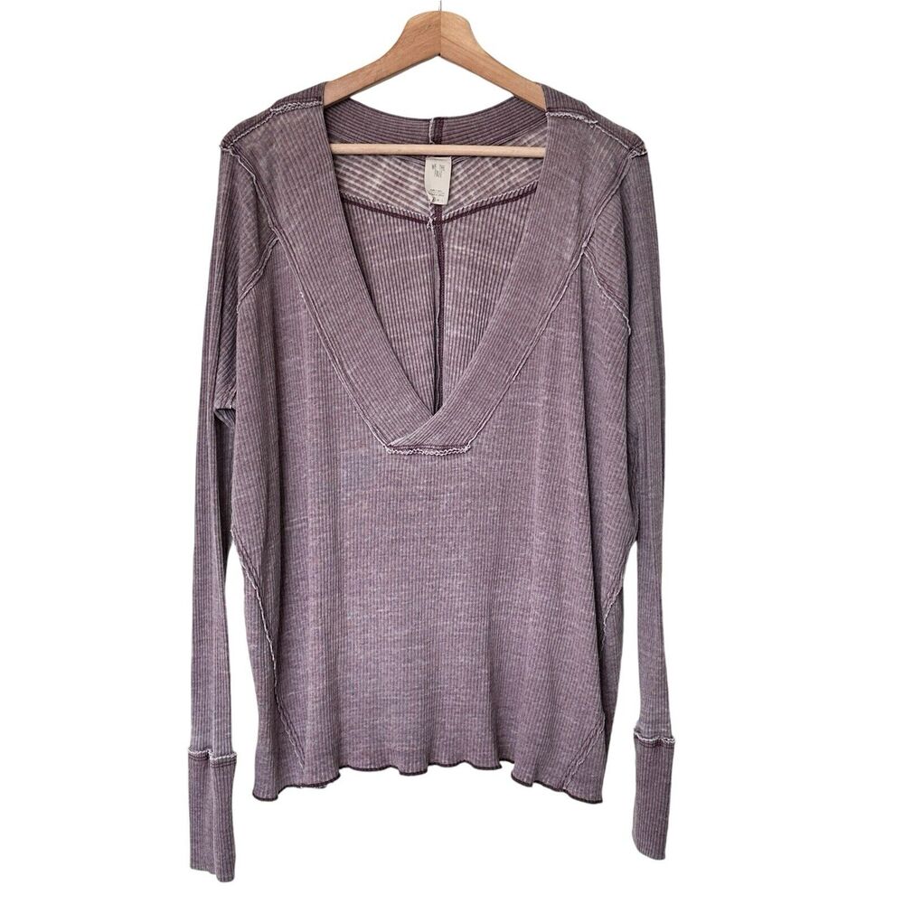 We The Free People Ocean View S Purple Oversized Boho Sweater